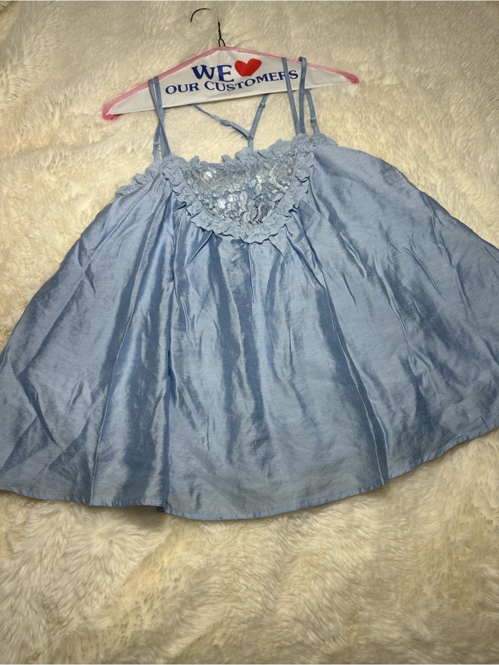 Light Blue Lace-Detail Women's Casual Camisole Top